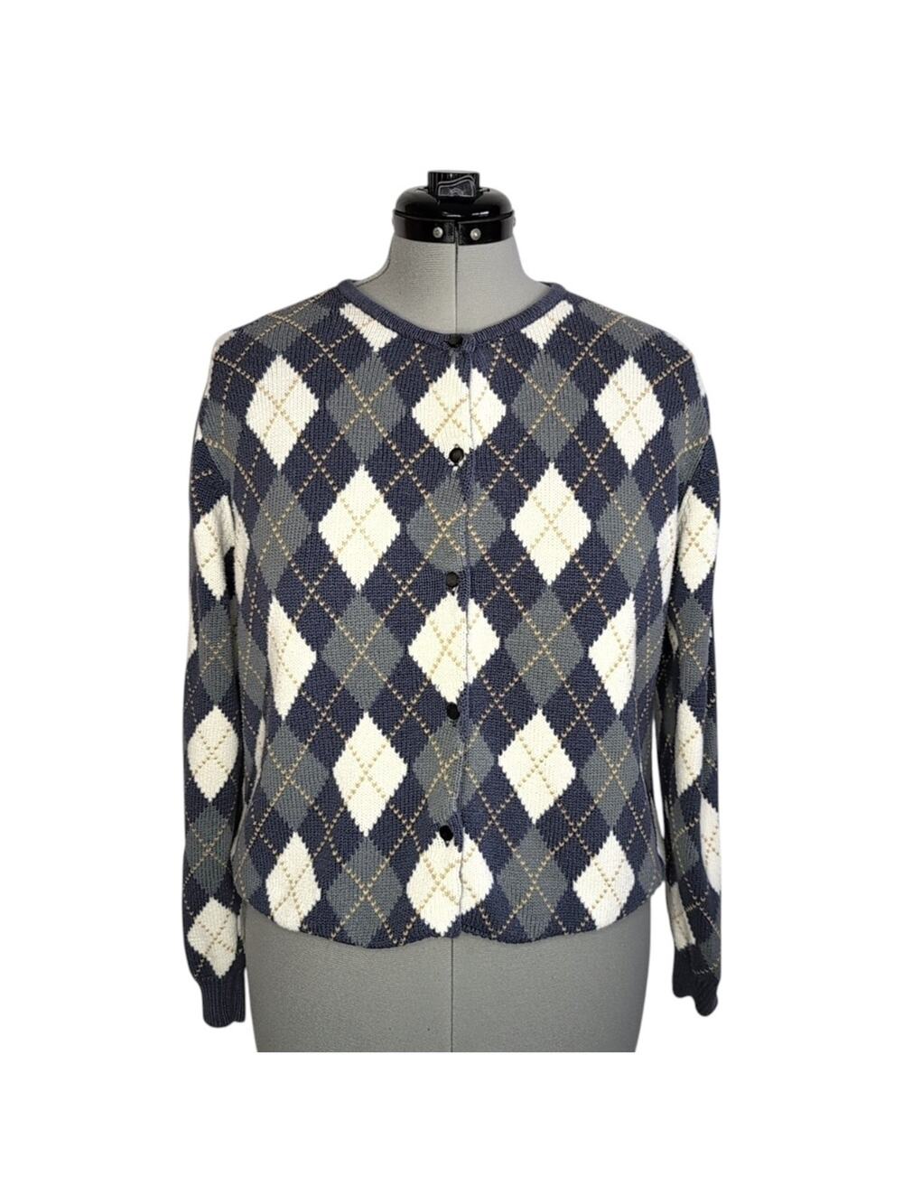 Gap Argyle Cotton Cardigan Sweater, size Large, Casual, Fall/Winter